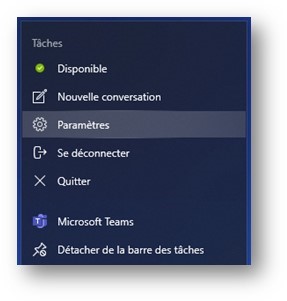 Paramètres Microsoft Teams